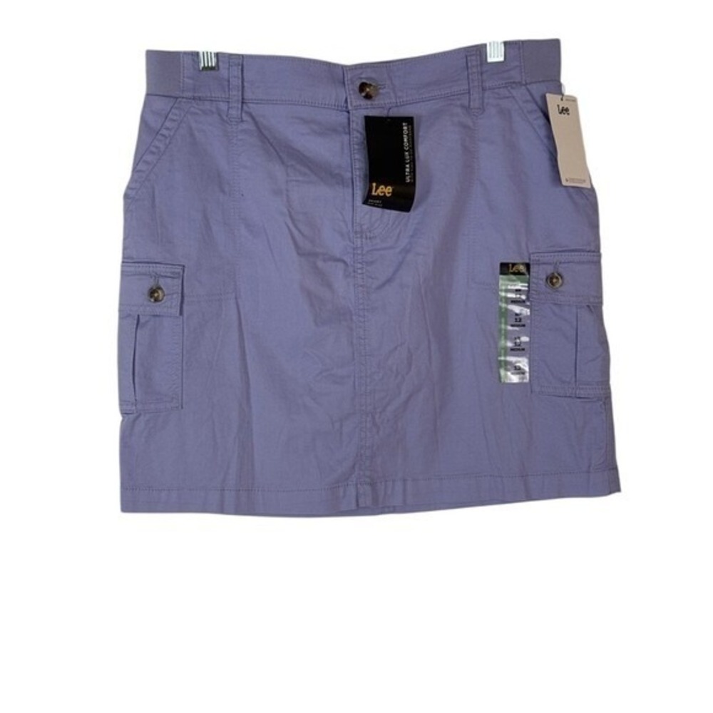 Lee Skort Womens 12 Medium Iris Ultra Lux Comfort Flex Cargo Mid Rise New